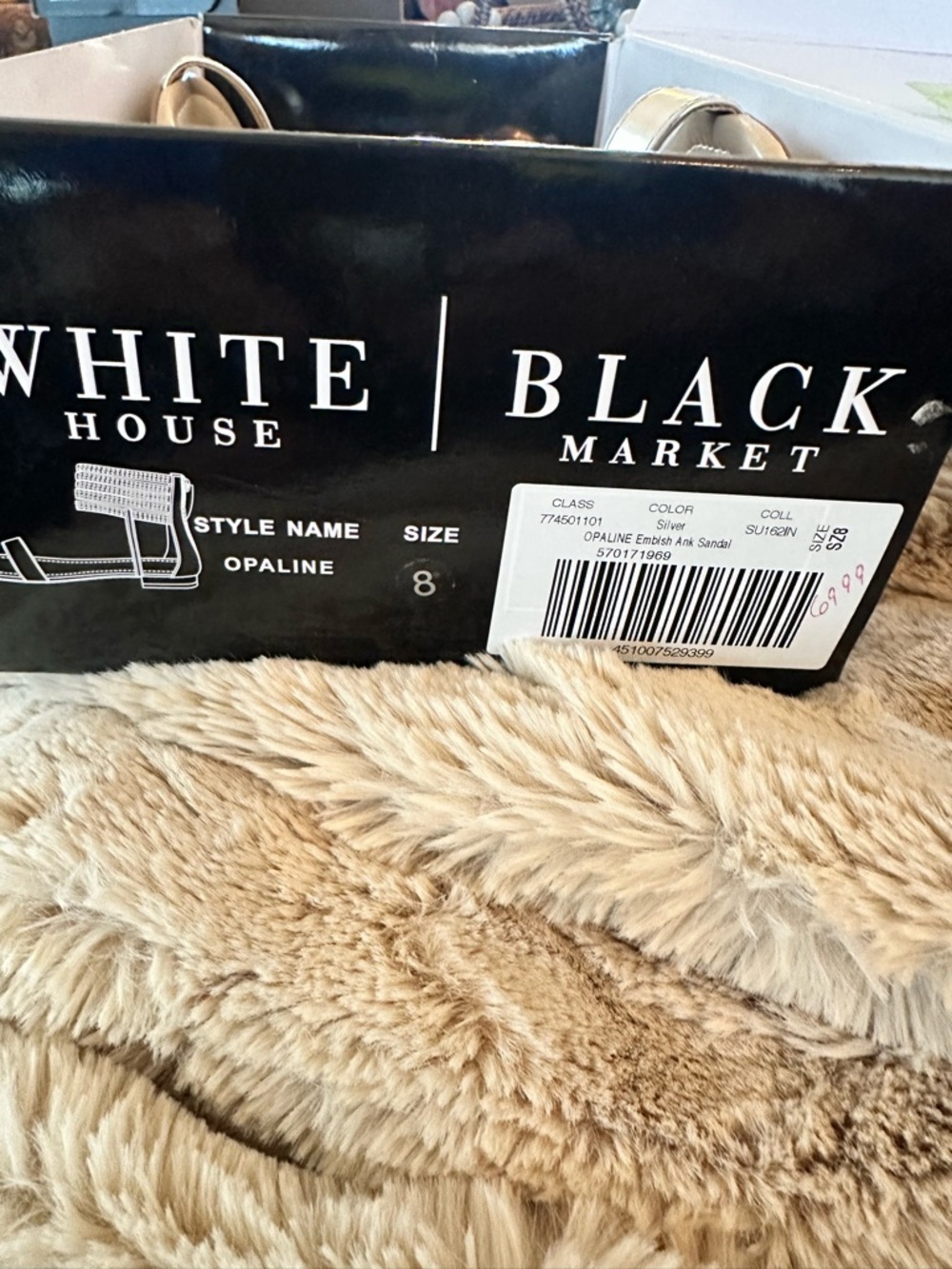 White House Black Market Rhinestone Silver Ankle-Strap Sandals - Picture 5 of 5